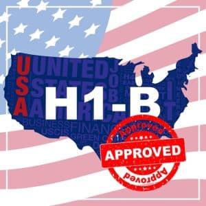 H1B Approved Stamp on USA Background